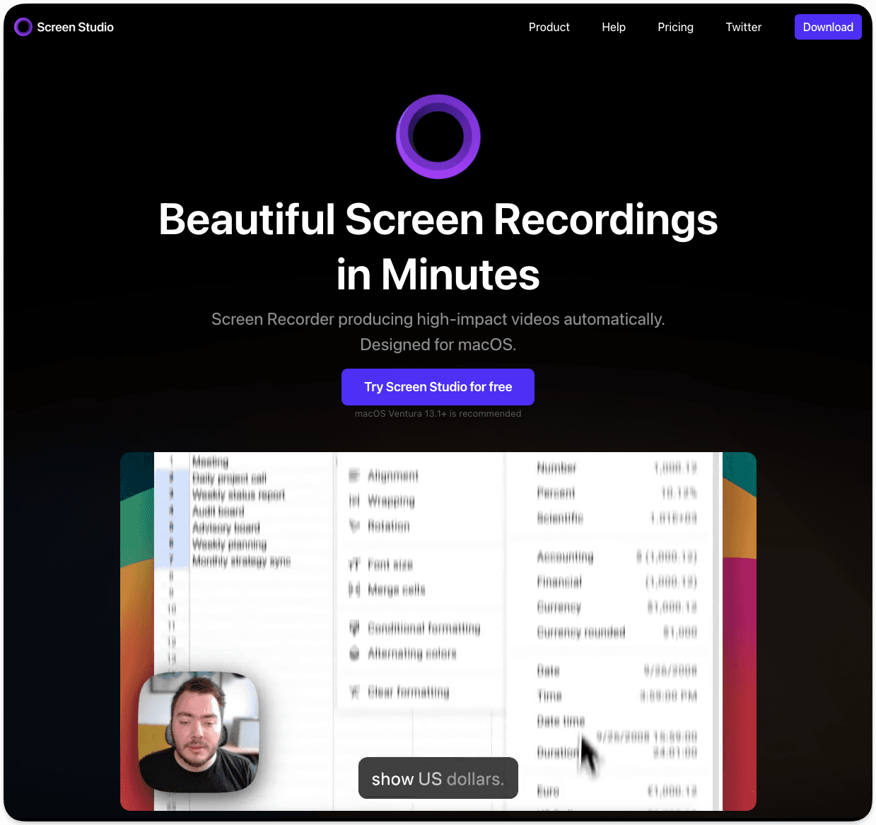 Screen Studio video recording editor for Mac