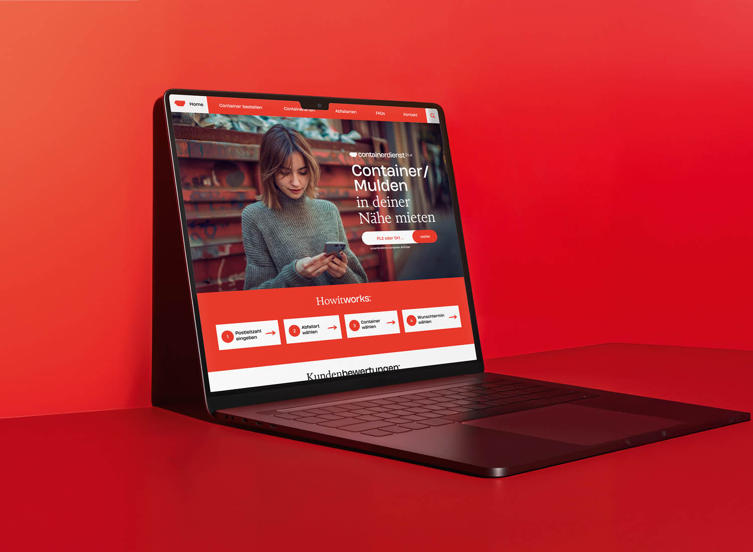 Laptop mit containerdienst24.at Website