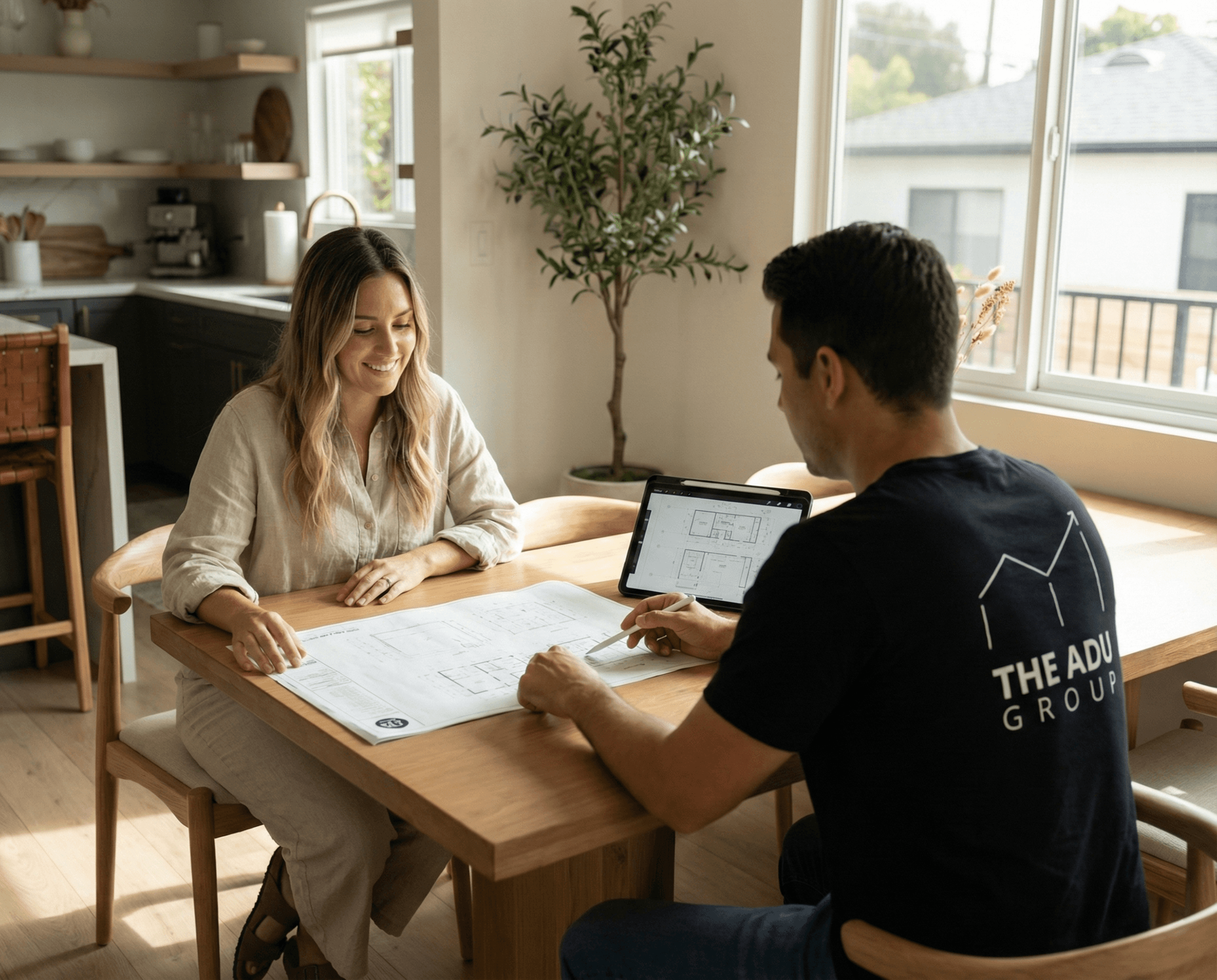 A meeting scene describes consultation