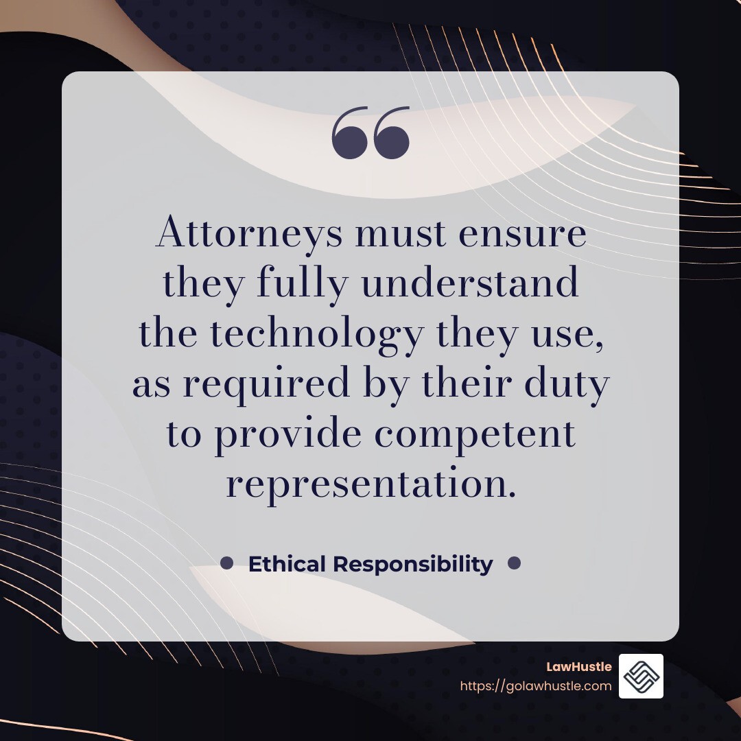 Quote on ethical responsibility - AI assistant for lawyers infographic simple-quote-dark