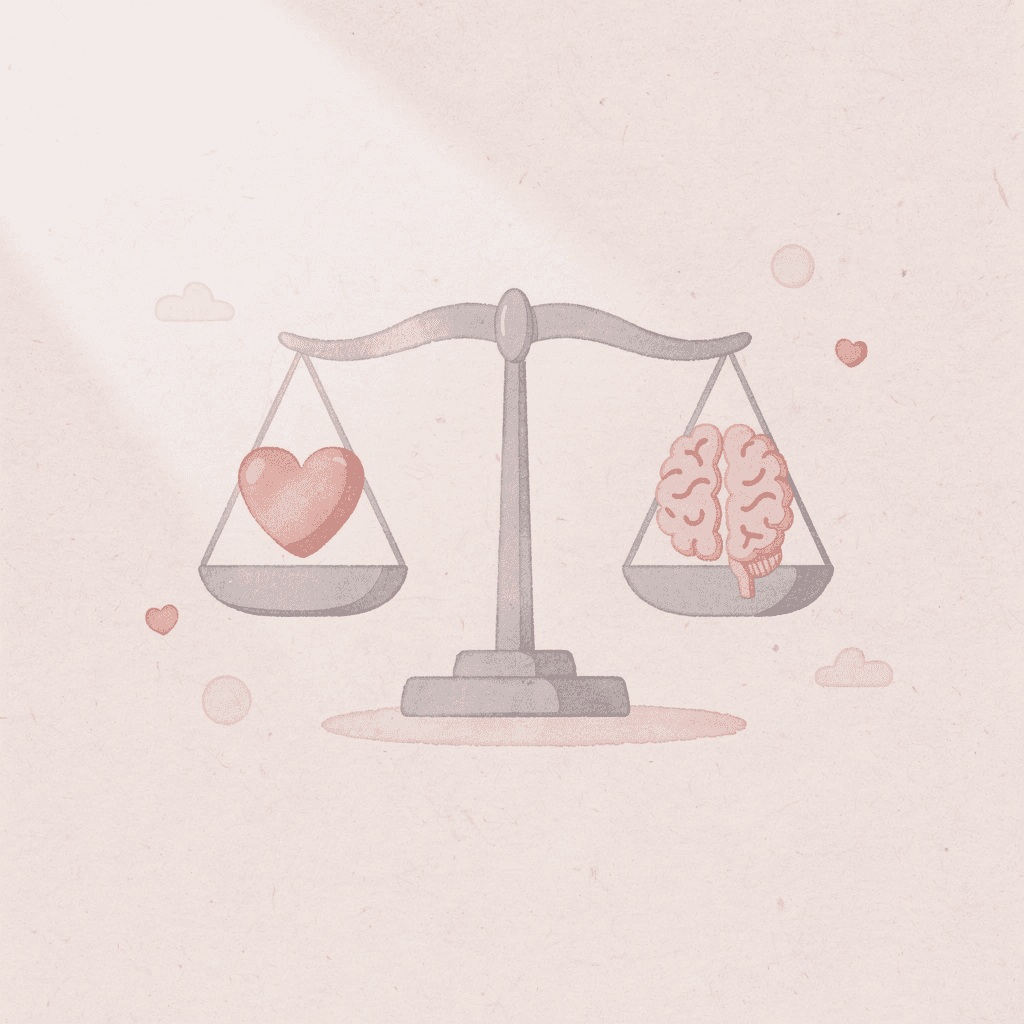 Balance scale comparing timing and quality