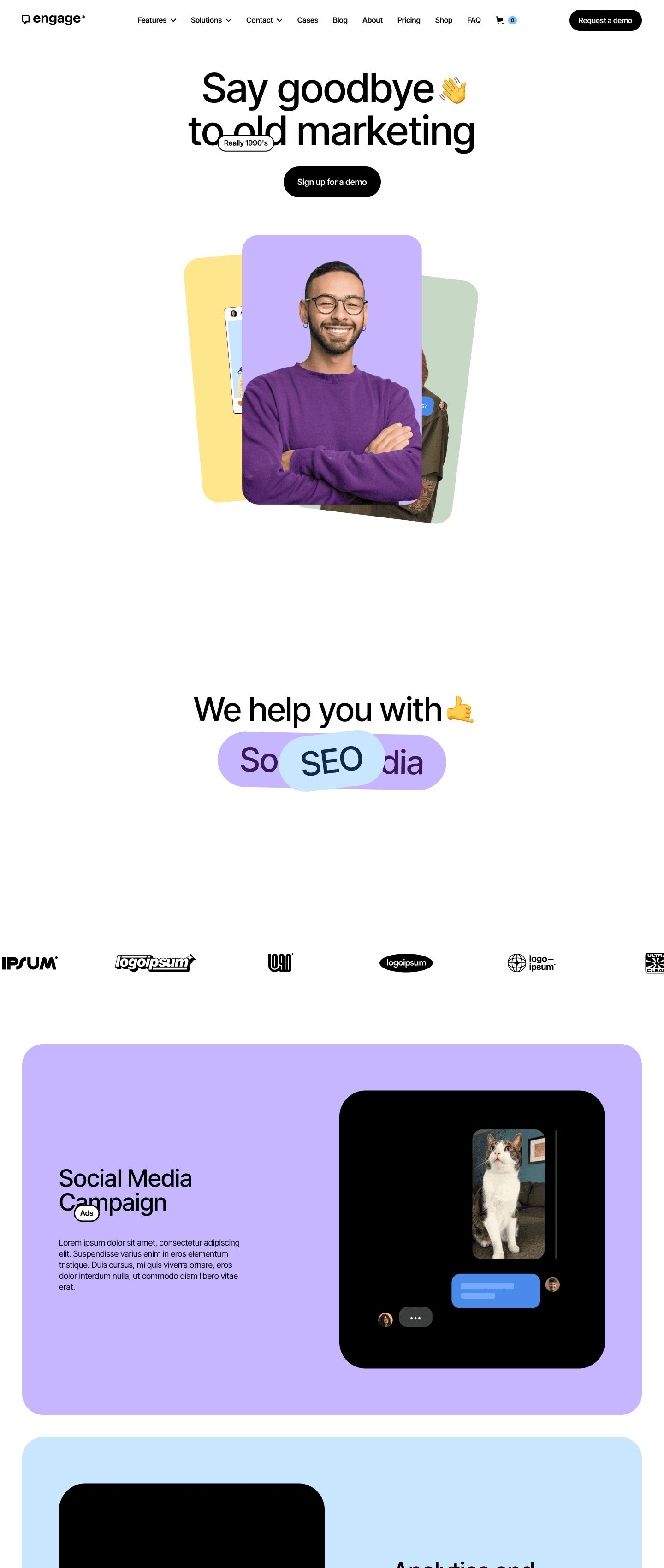 Screenshot of engage marketing webflow template