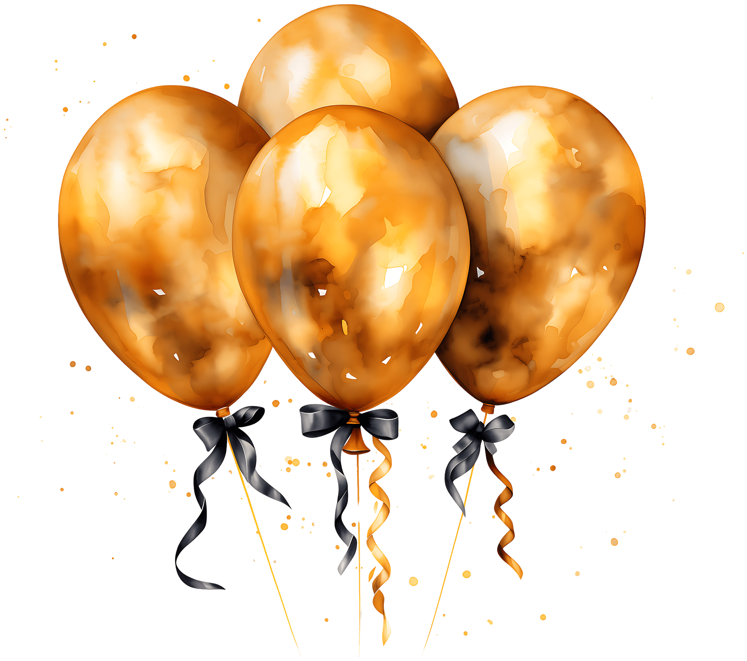 gold balloons black bows