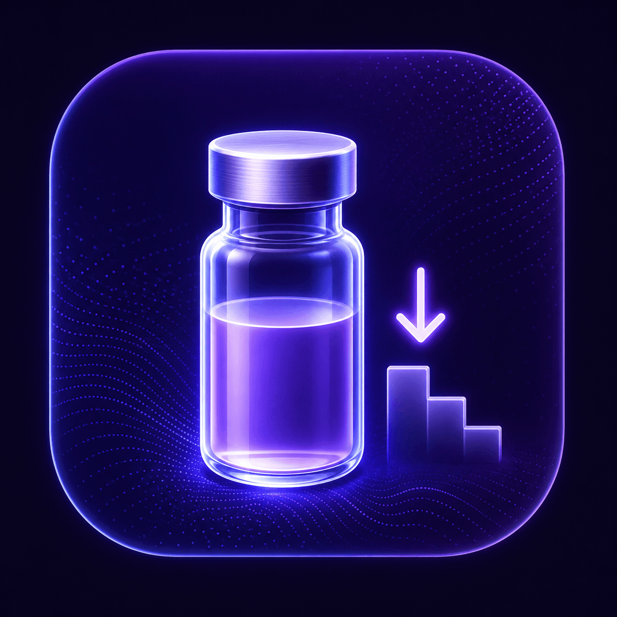 Vial with a decreasing-steps icon