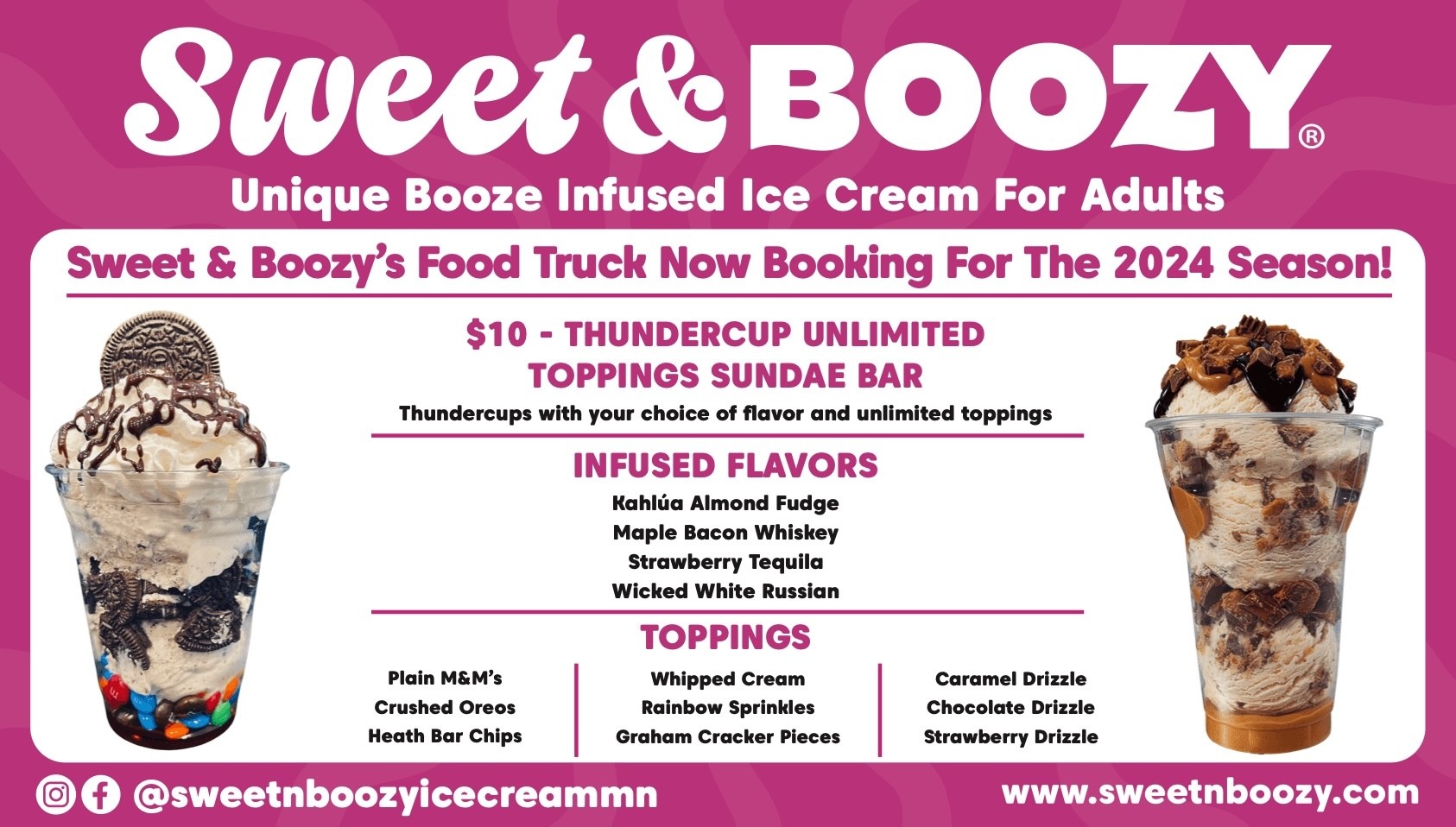 Sweet & Boozy ice cream Menu graphic
