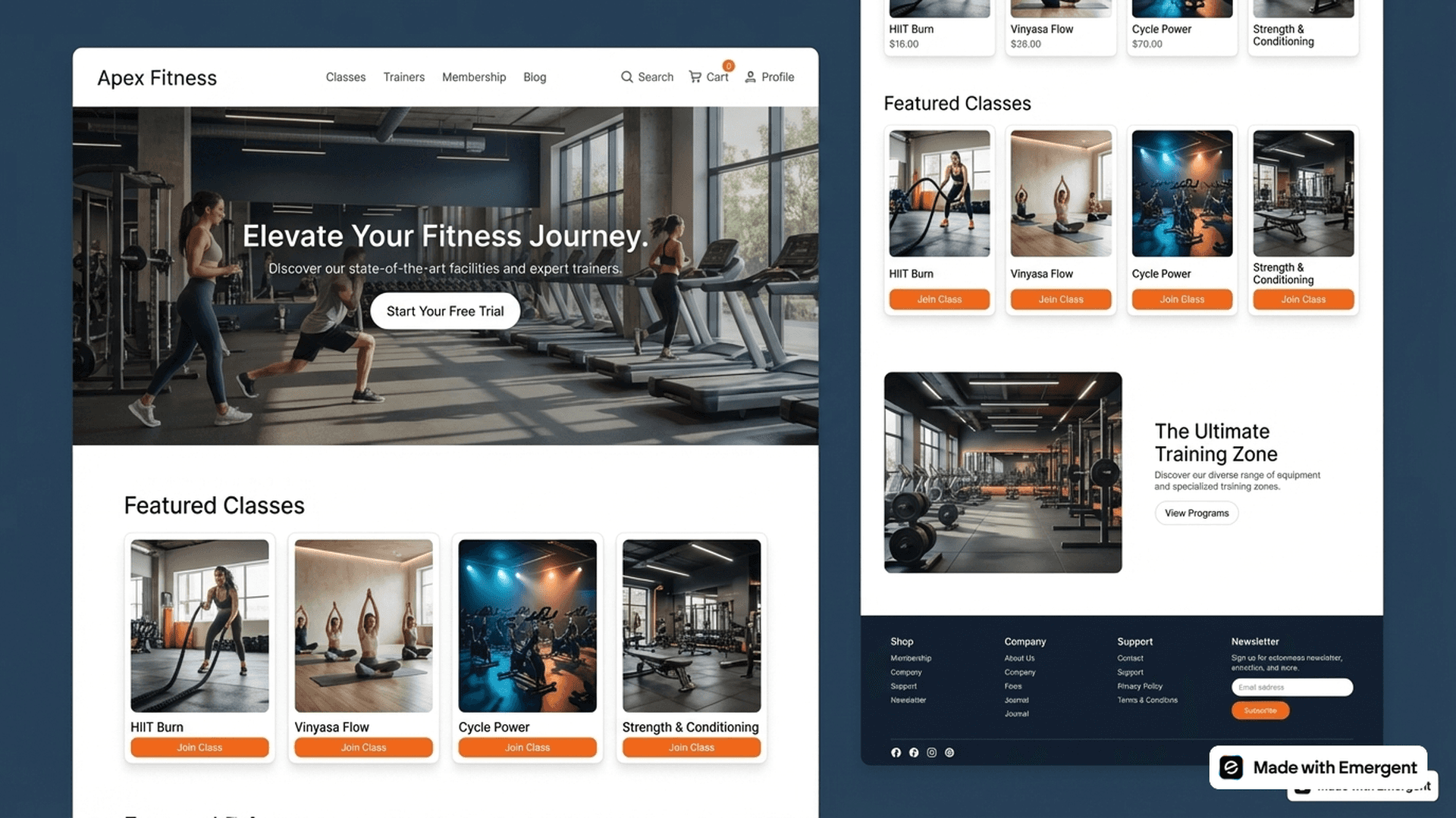 gym website made with emergent