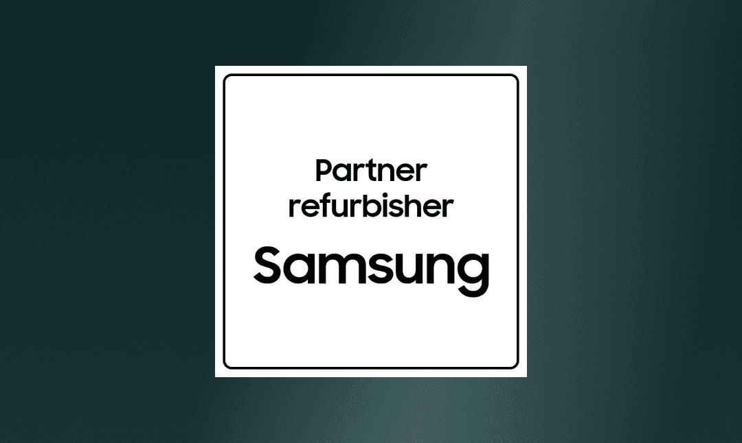 Official logo "partner refurbisher Samsung" on a green background