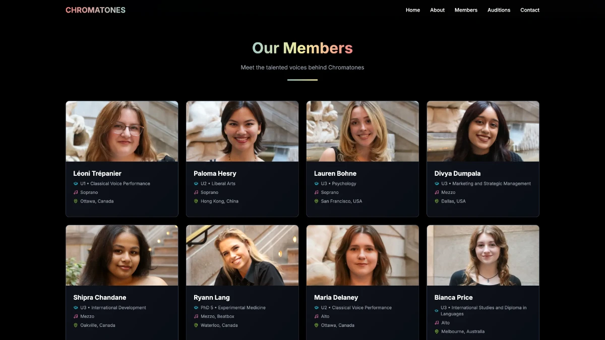 Chromatones Website - Members Page Screenshot