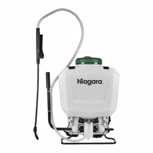 handheld sprayer with a long nozzle, hose, and adjustable strap