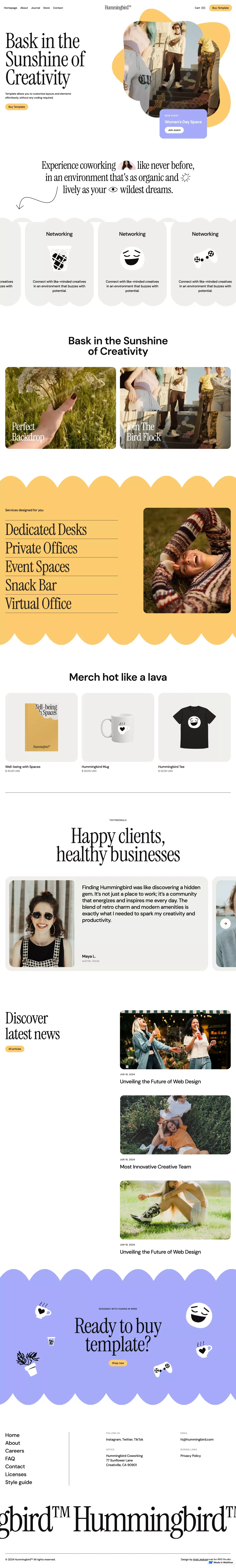 Hummingbird - Webflow Ecommerce website ecommerce page screenshot showcasing Ecommerce design