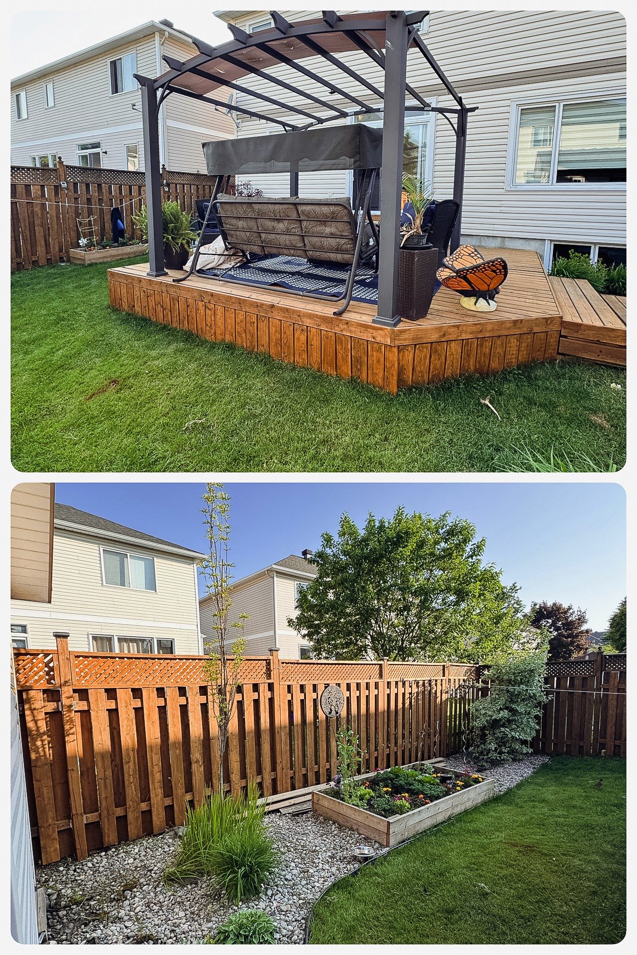 Deck and fence staining in Ottawa backyard with smooth, even finish