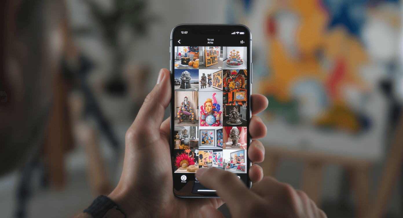 Young collector purchasing art via social media