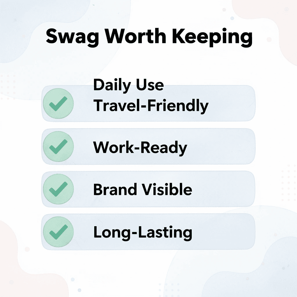 Checklist of qualities that make event swag worth keeping