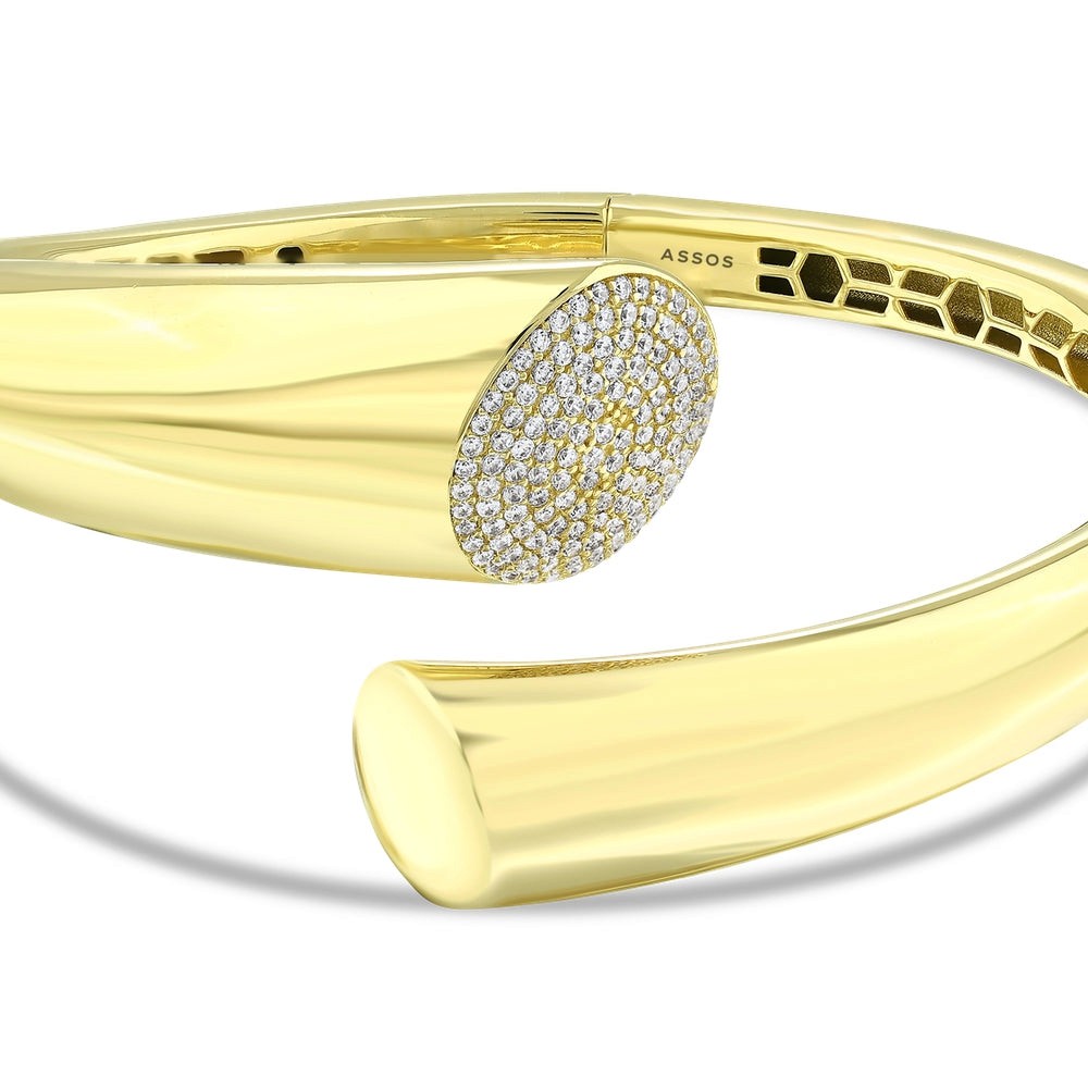 Assos Pırlanta 14 Ayar Altın Tasarım Kelepçe Modern Bilezik Modeli