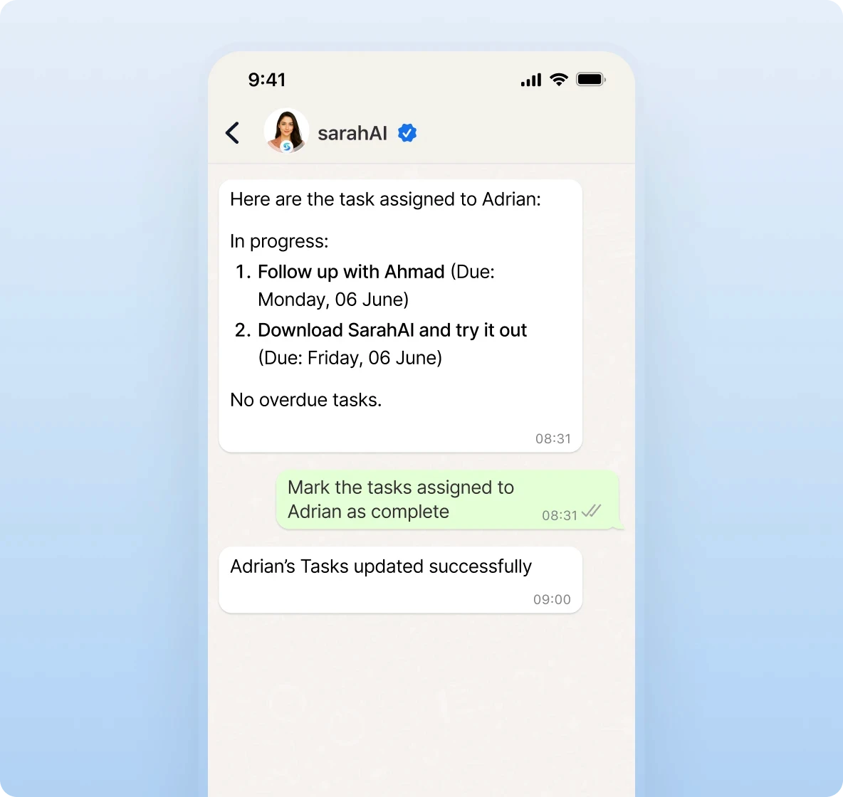 SarahAi Whatsapp assistant