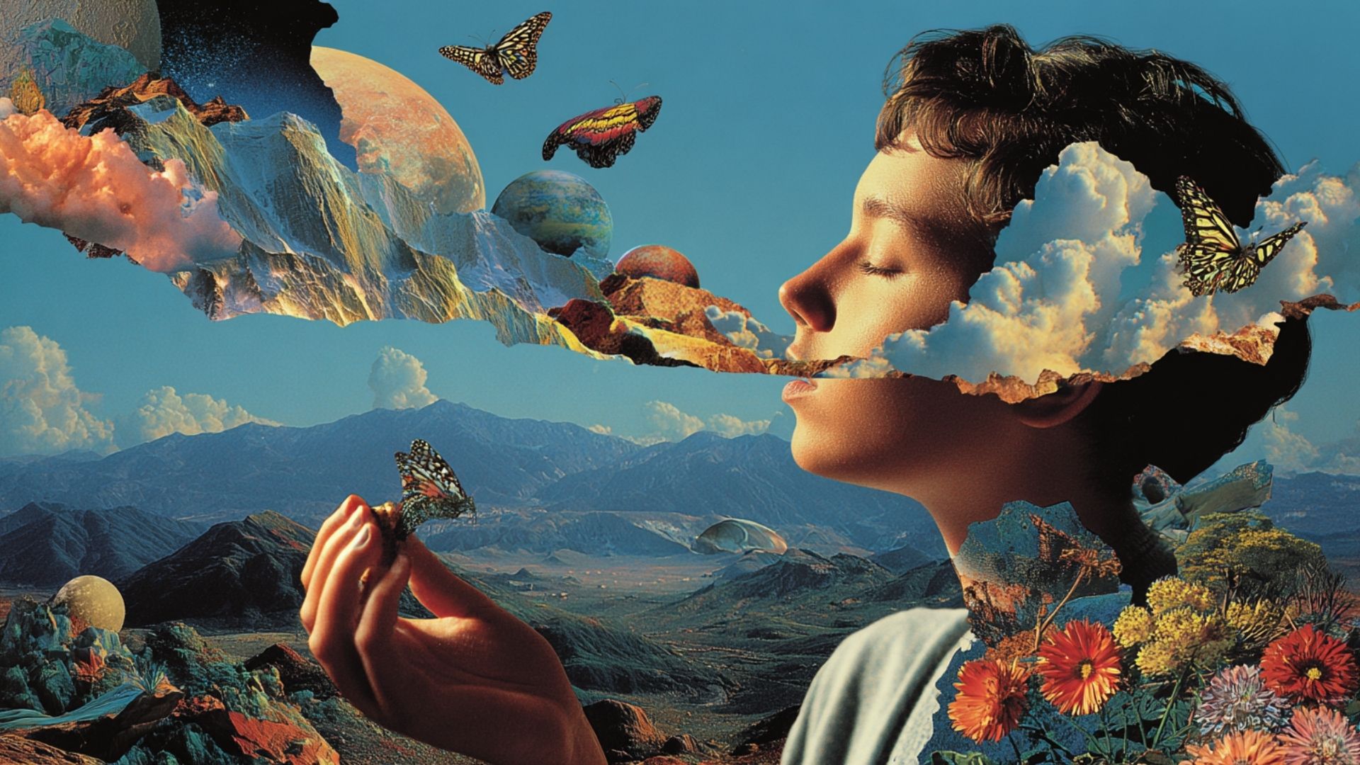 A colorful mosaic tunnel wall is shown.