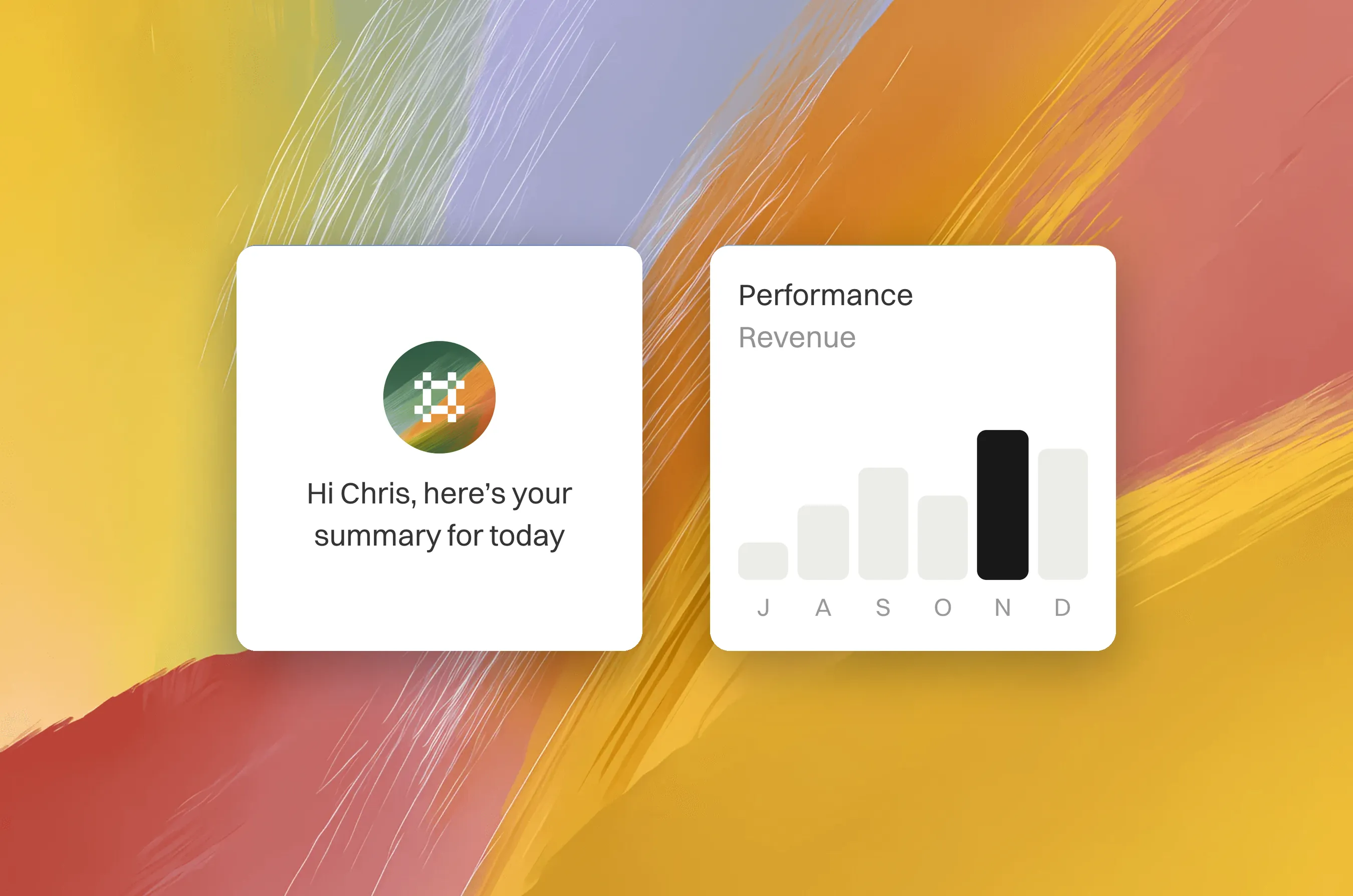 Commerce365 daily summary and revenue performance cards