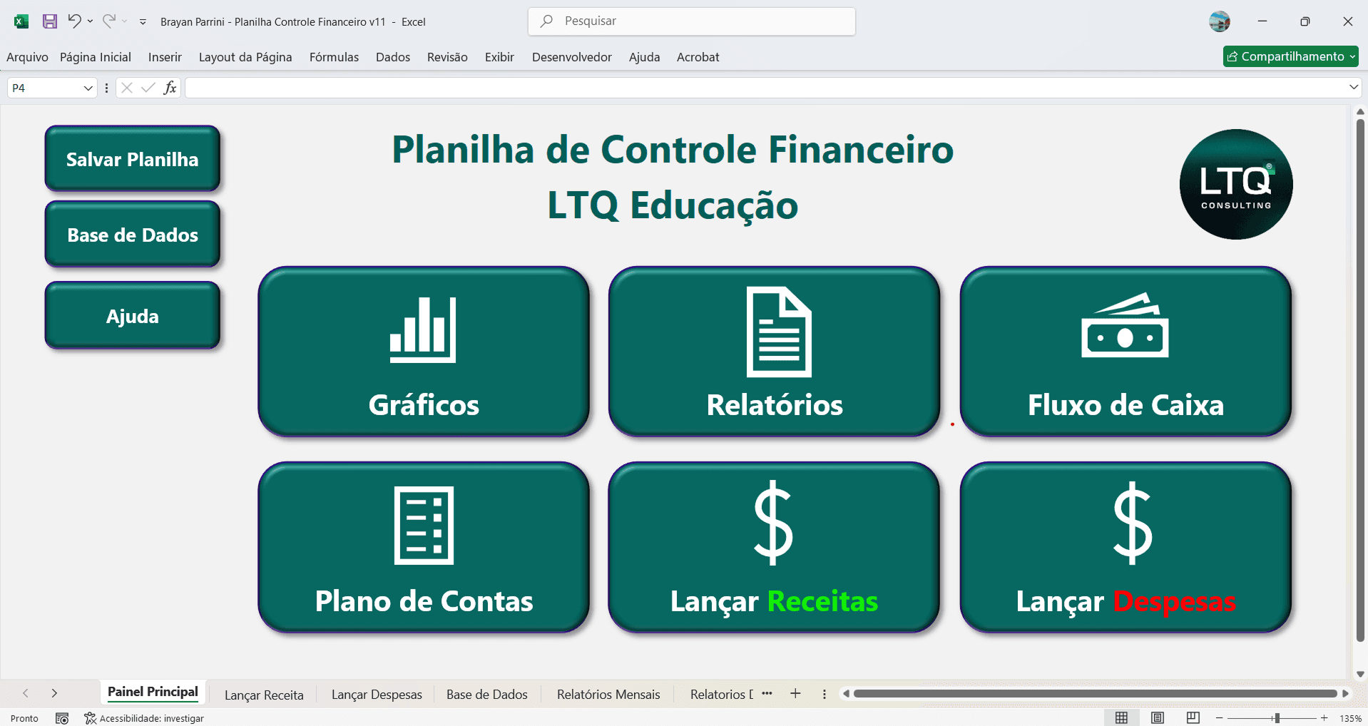 Imagem da planilha LTQ Educação