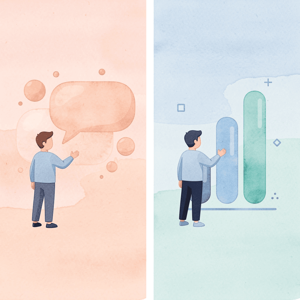 Scene illustration showing two people speaking different Arabic dialects