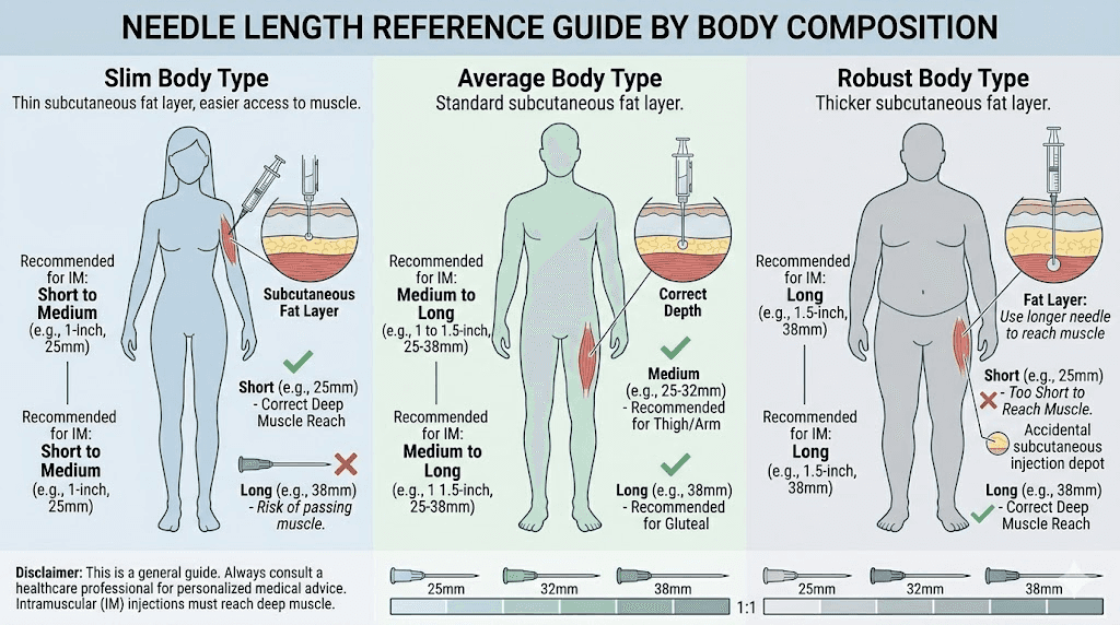 Recommended semaglutide needle length guide by body type