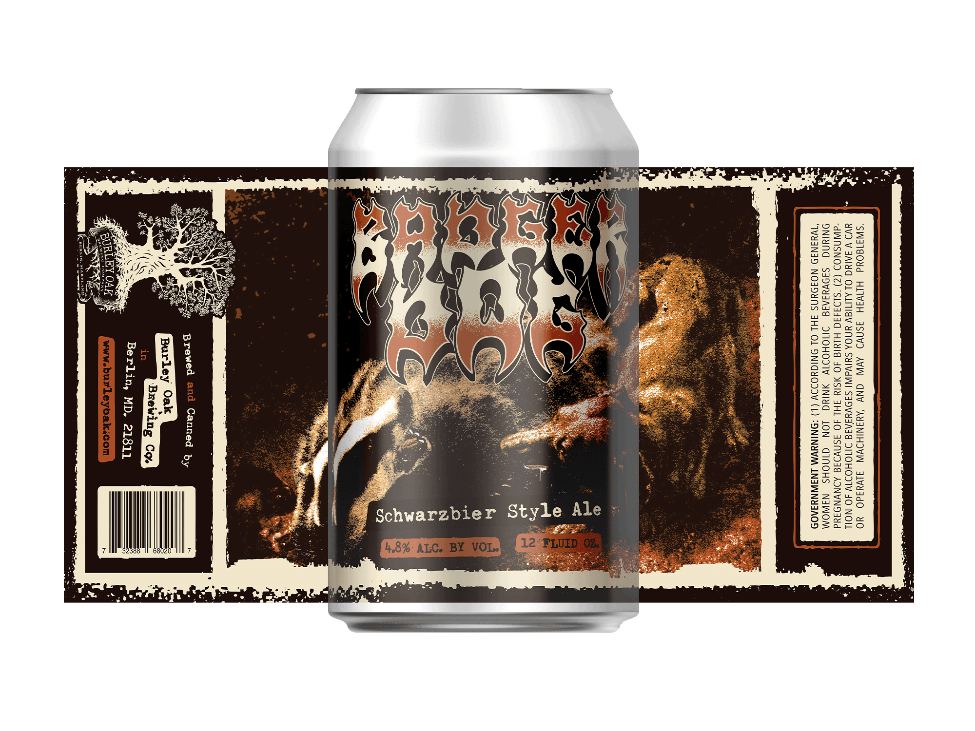Burley Oak Brewing Company's Badger Dog Schwarzbier Style Ale Can Label