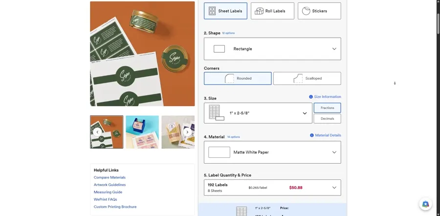 Avery product interface