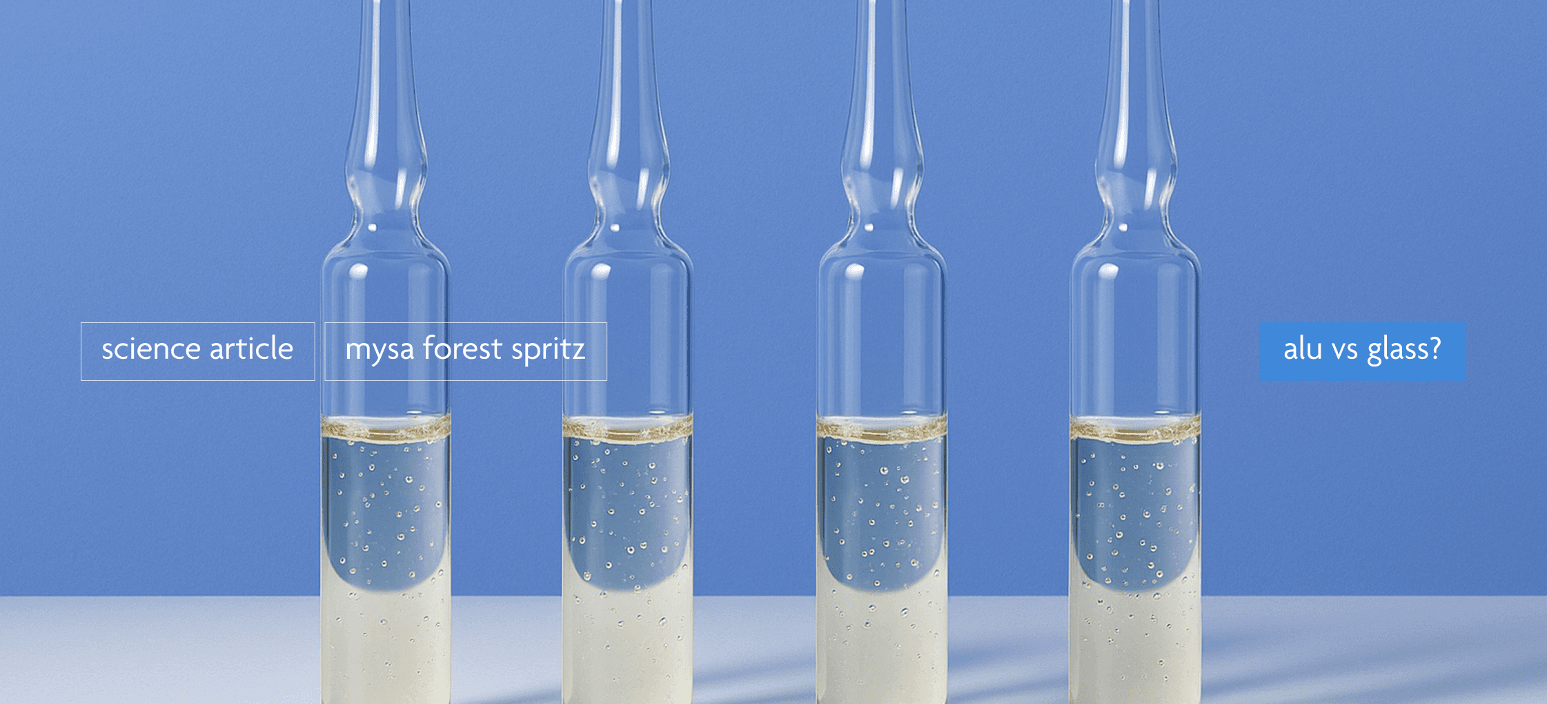 glass containers cointaining the mysa ultra sound liquid recipe