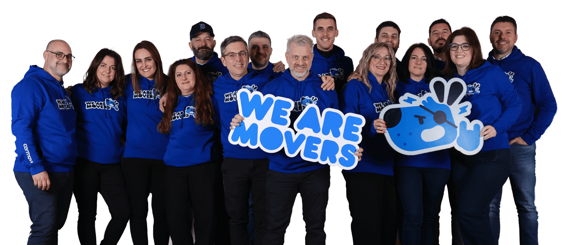 Movi il cane mascotte di Carmove con gli occhiali da sole