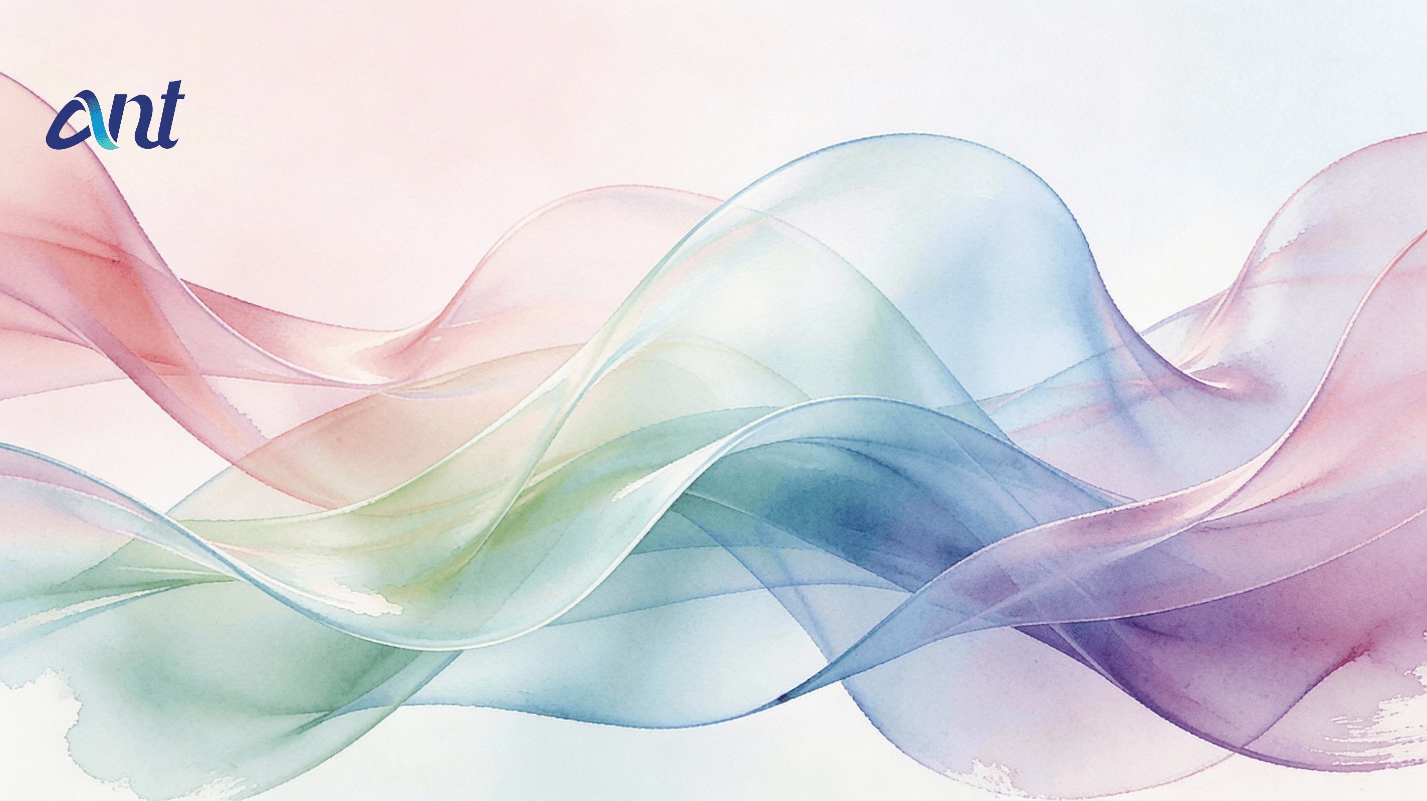 Soft pastel wave illustration symbolizing three overlapping transcription styles—full verbatim, intelligent verbatim, and clean read—flowing together as a research transcription concept banner.