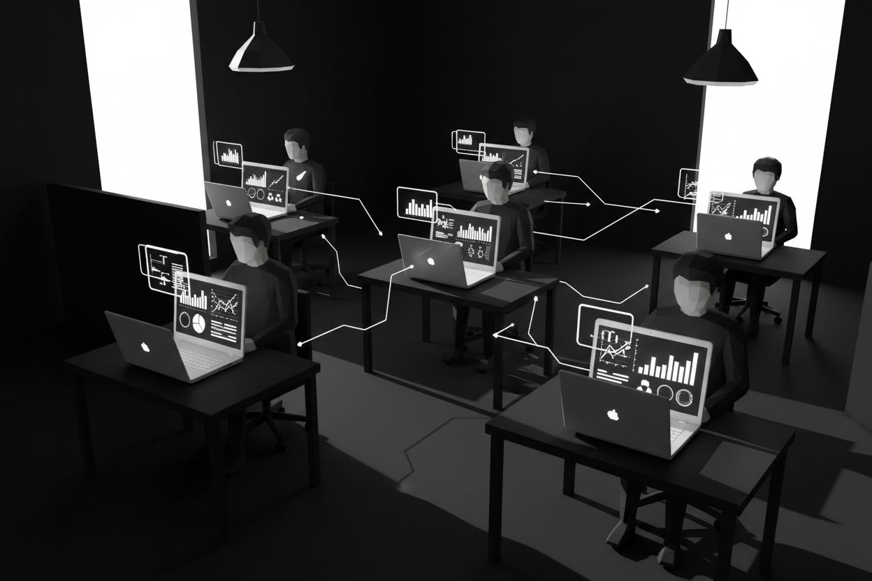 B2B sales team working with dashboards