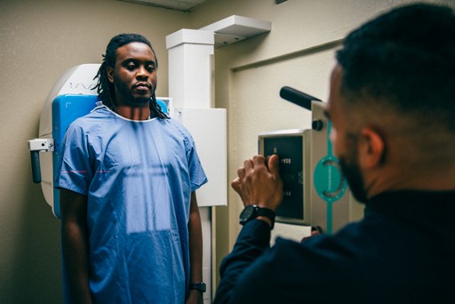 car accident chiropractor taking digital xrays