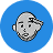 A Notion style icon of Leon. A smiling man with a shaved head, beard, and pencil tucked behind his ear.