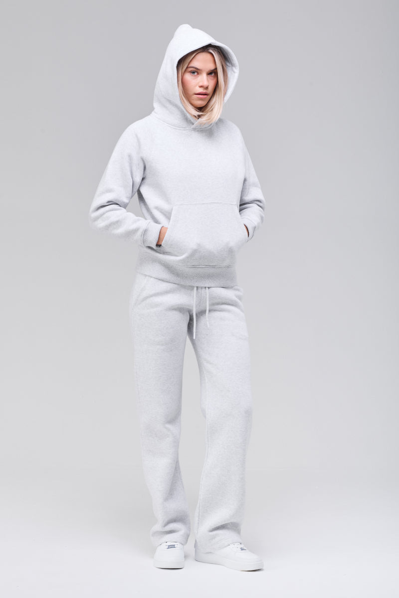 Casual and classic coxy hoodie, front view, hood up