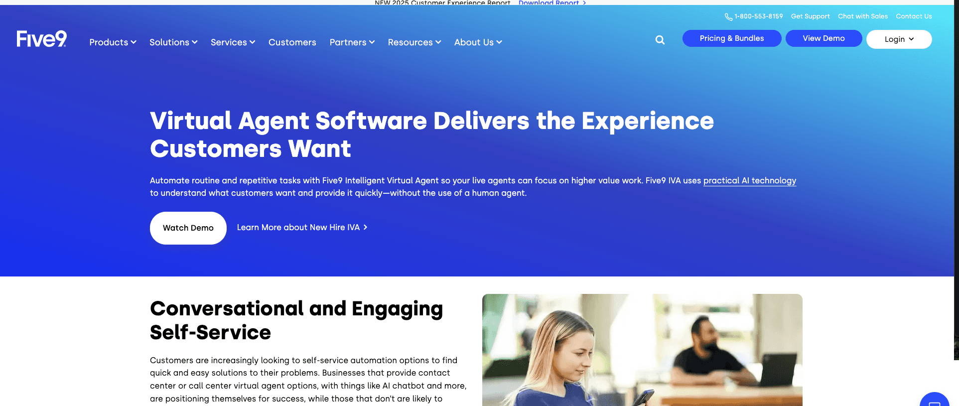 Five9 Intelligent Virtual Agent system handling automated customer conversations across channels.