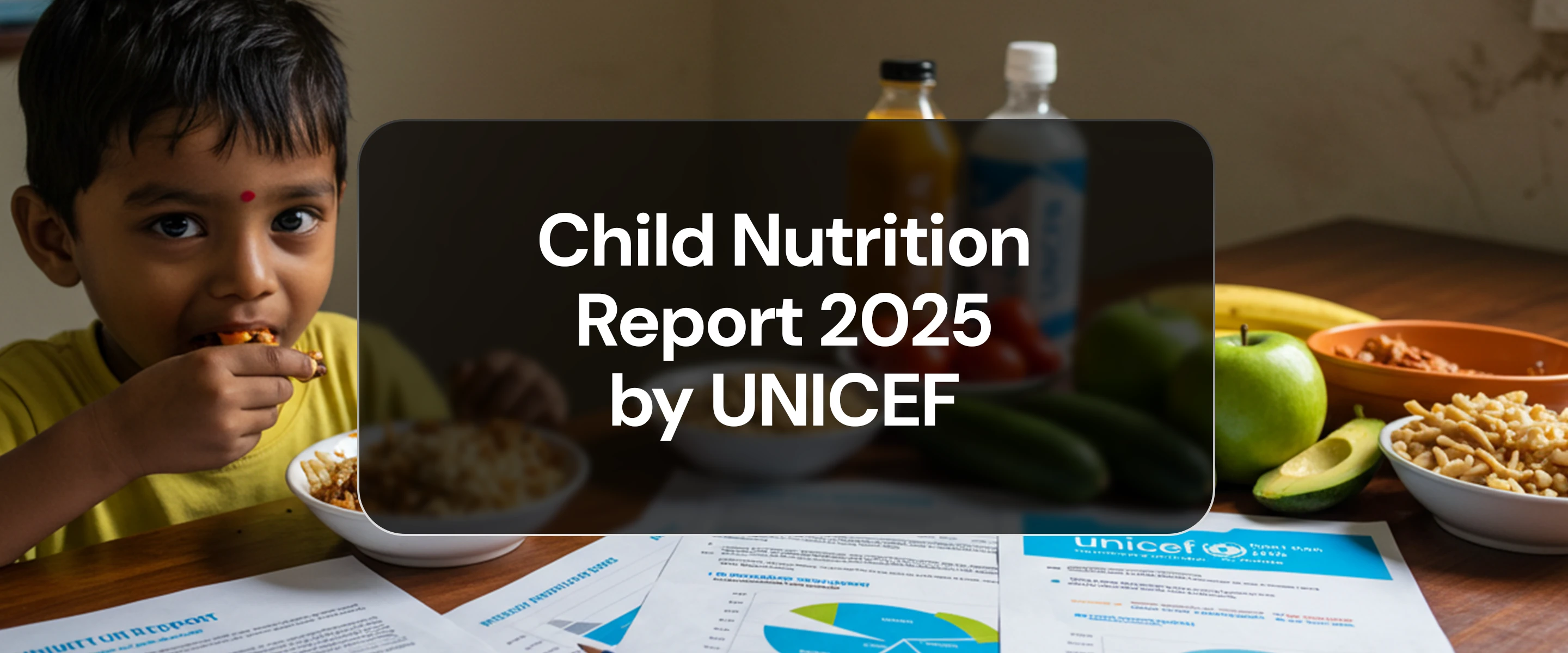Child eating with UNICEF nutrition report 2025