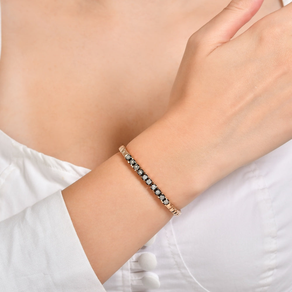 Assos 0.05 Karat Elmas Fantezi Bileklik 8 Ayar Pembe Altın