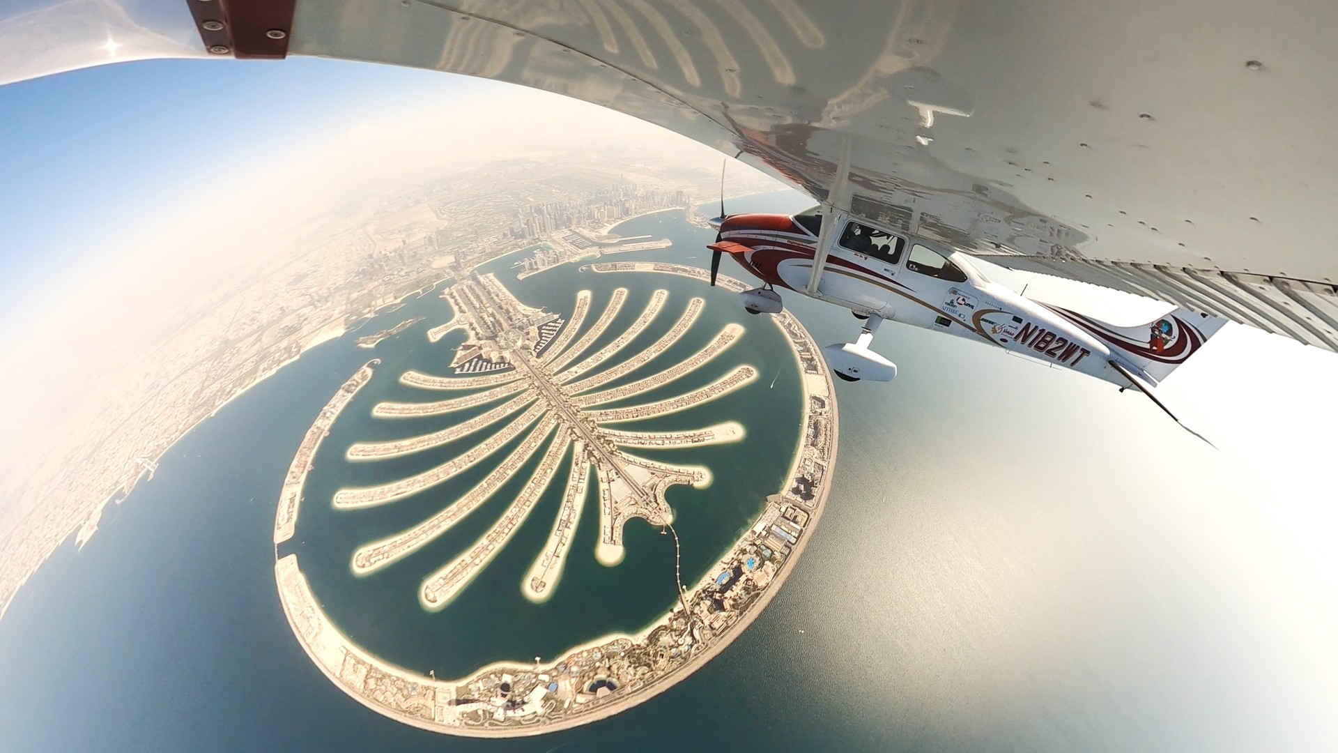 Flying over Palm Jumeirah