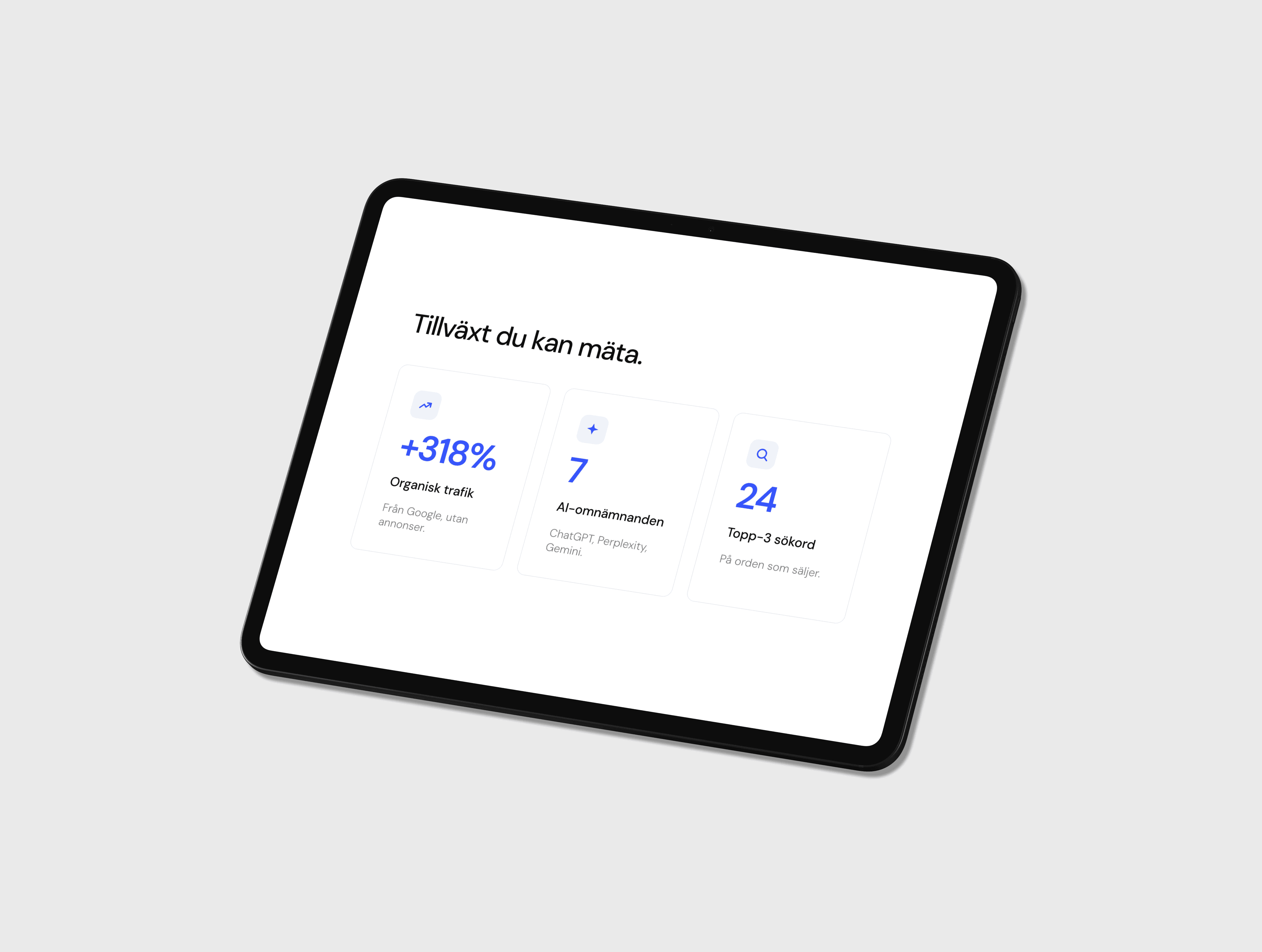 Ipad som visar upp SEO och GEO information från Lymn