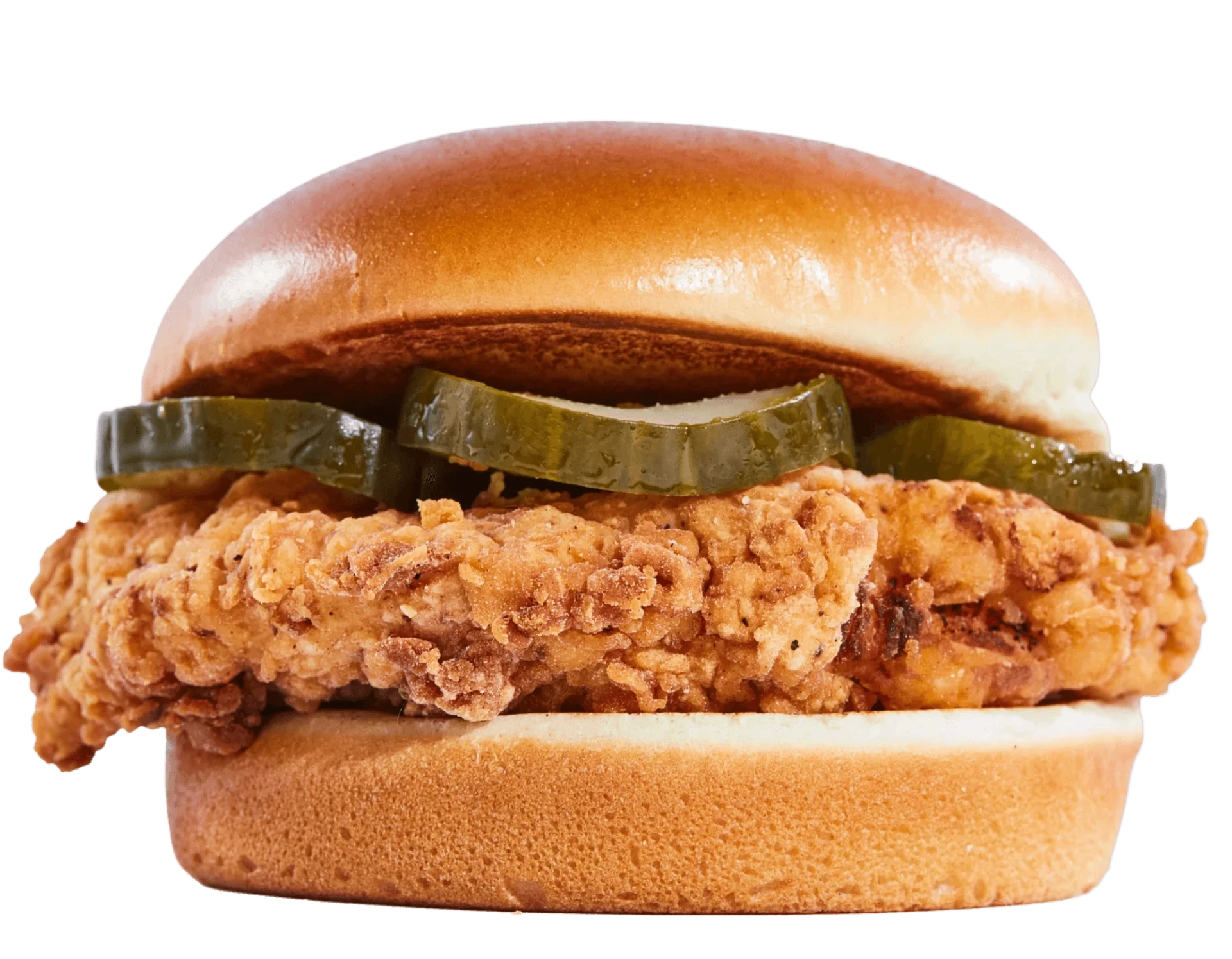 Crispy chicken sandwich on a brioche bun