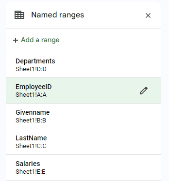 Named ranges would look something like this