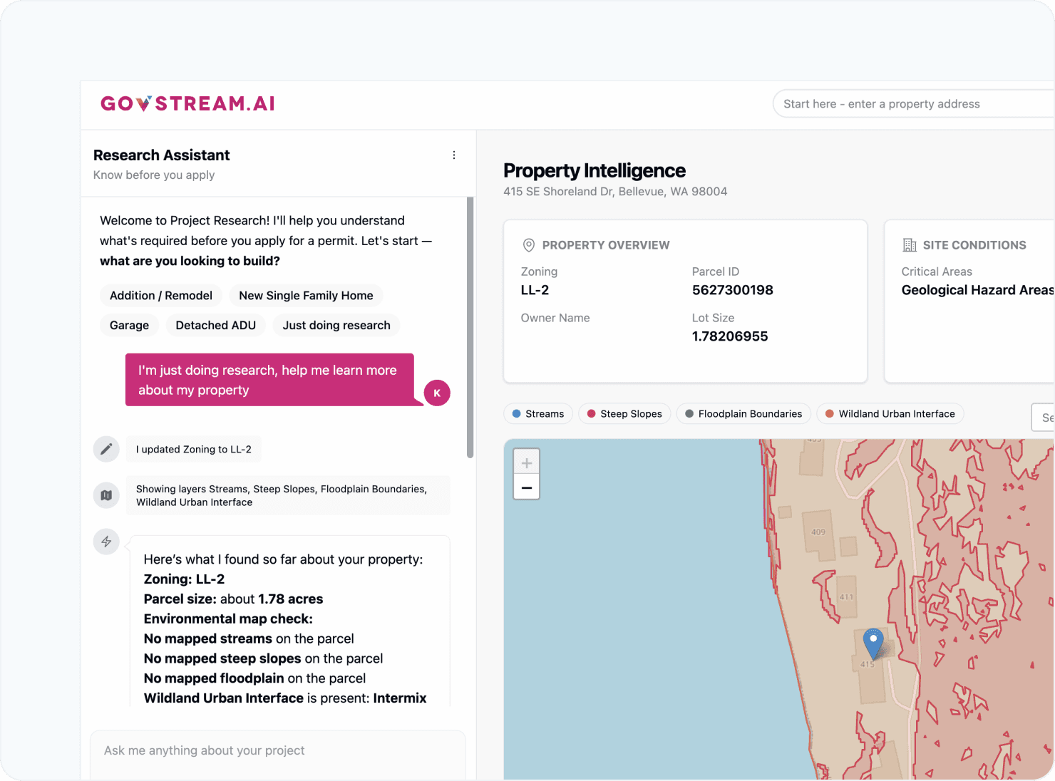 Clean GovStream AI dashboard interface