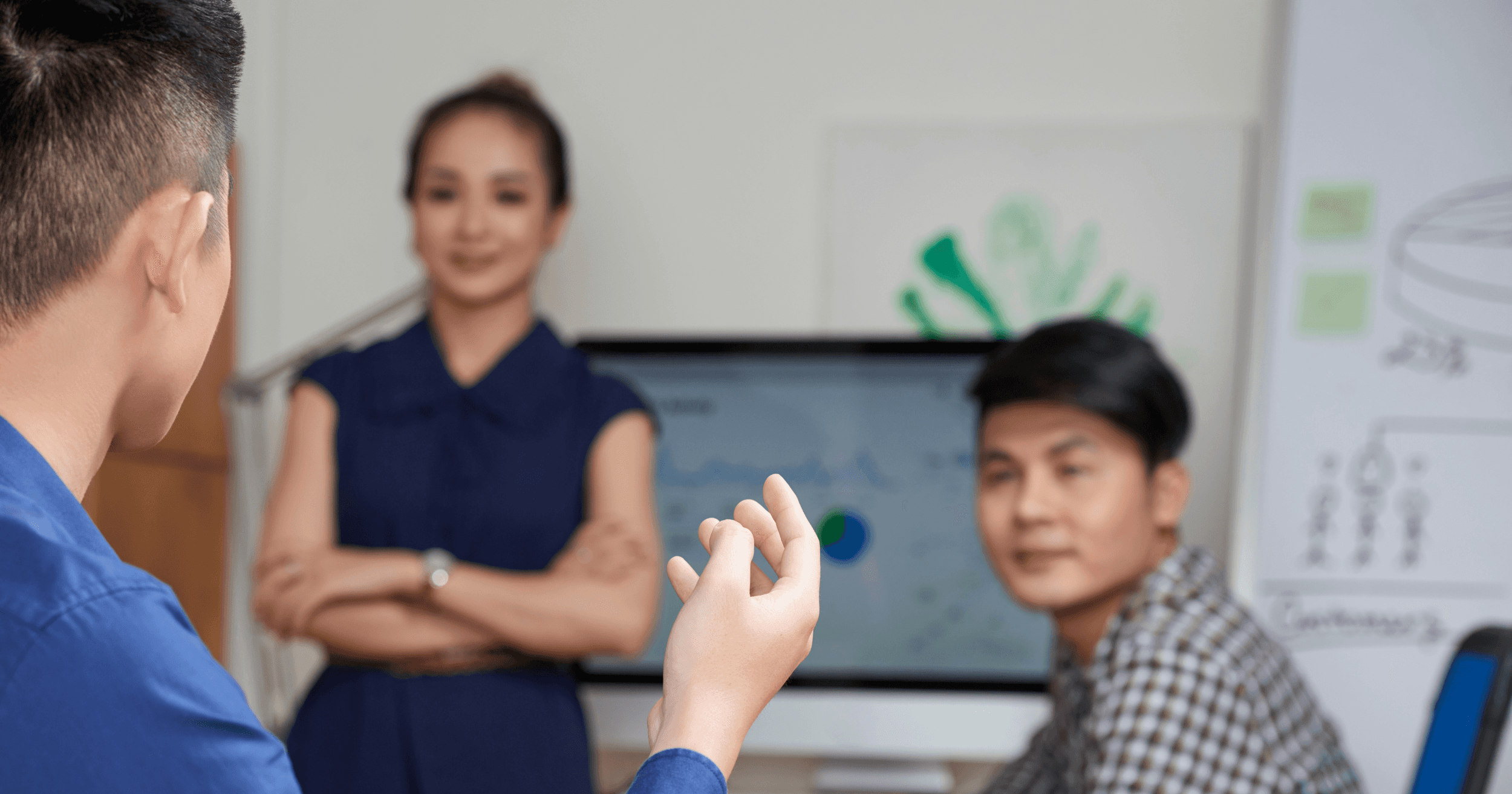 Manager talking to employees