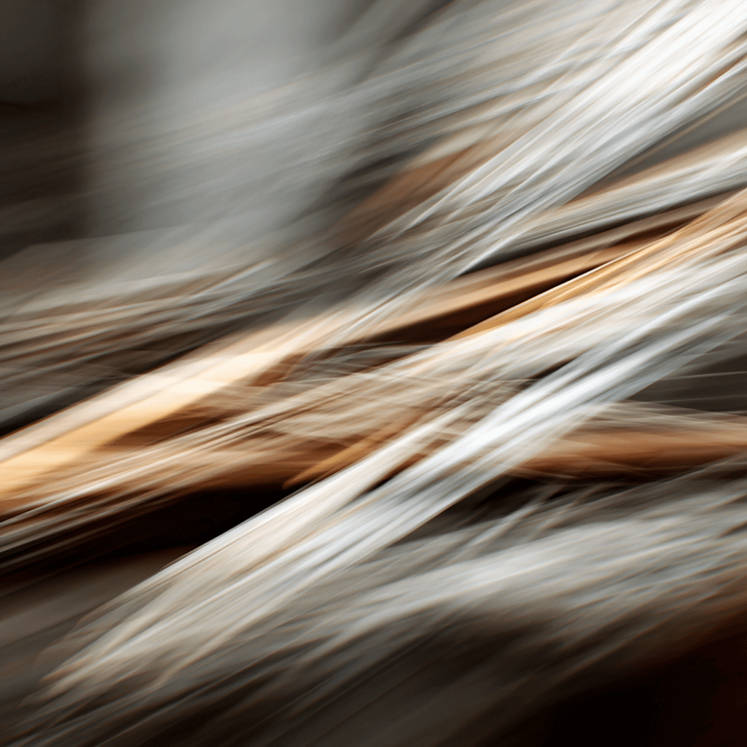 Abstract image with dynamic, blurred streaks of earthy browns and grays, evoking motion and fluidity. The tones create an energetic and flowing feel.