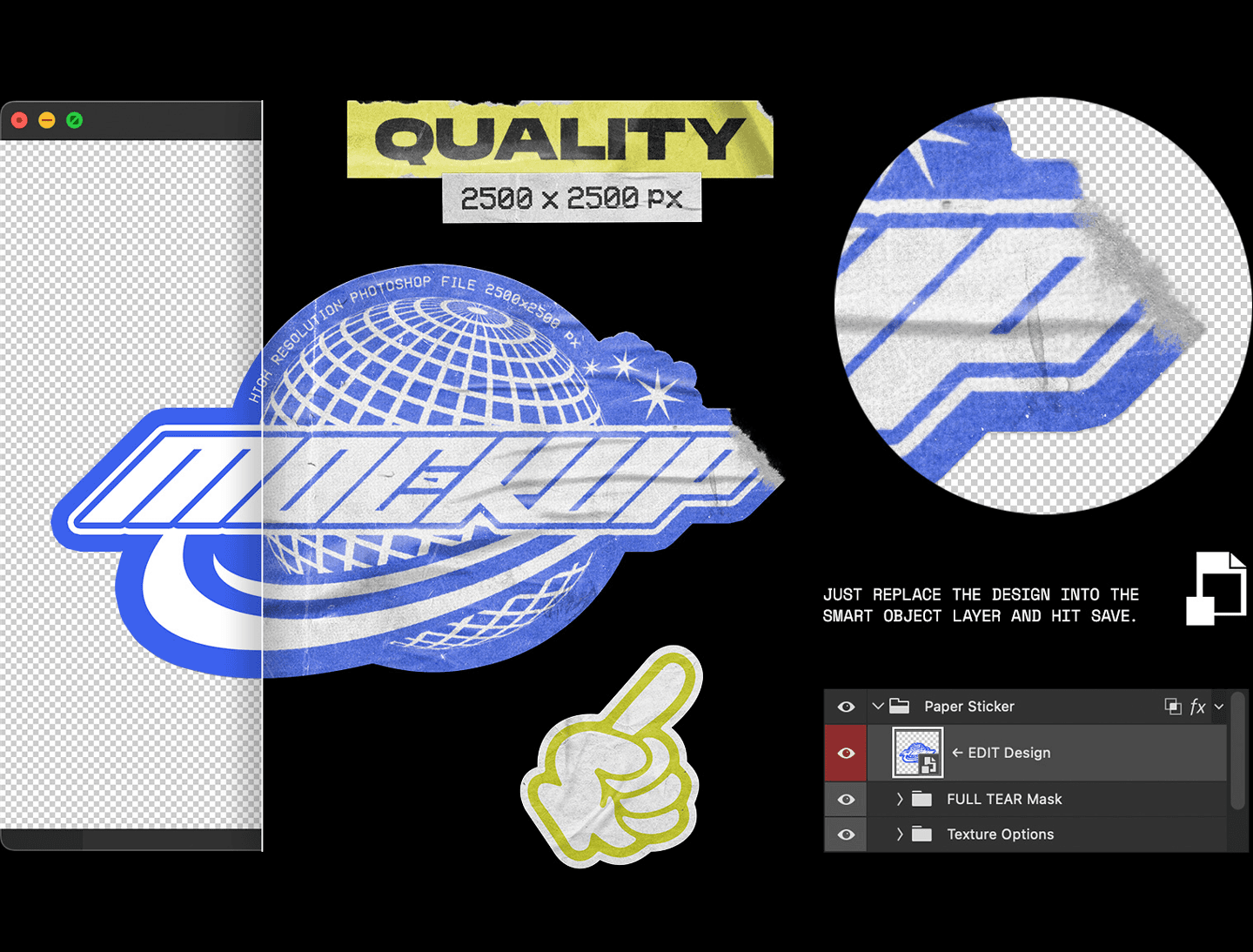 Sticker Labs high resolution sticker mockup showing realistic paper texture detail