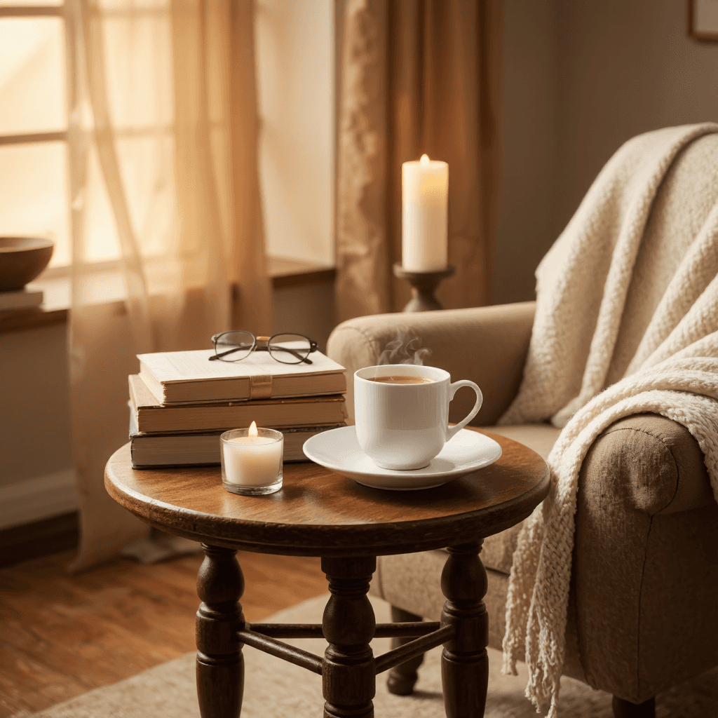 product photography of Tea and cozy home accessories