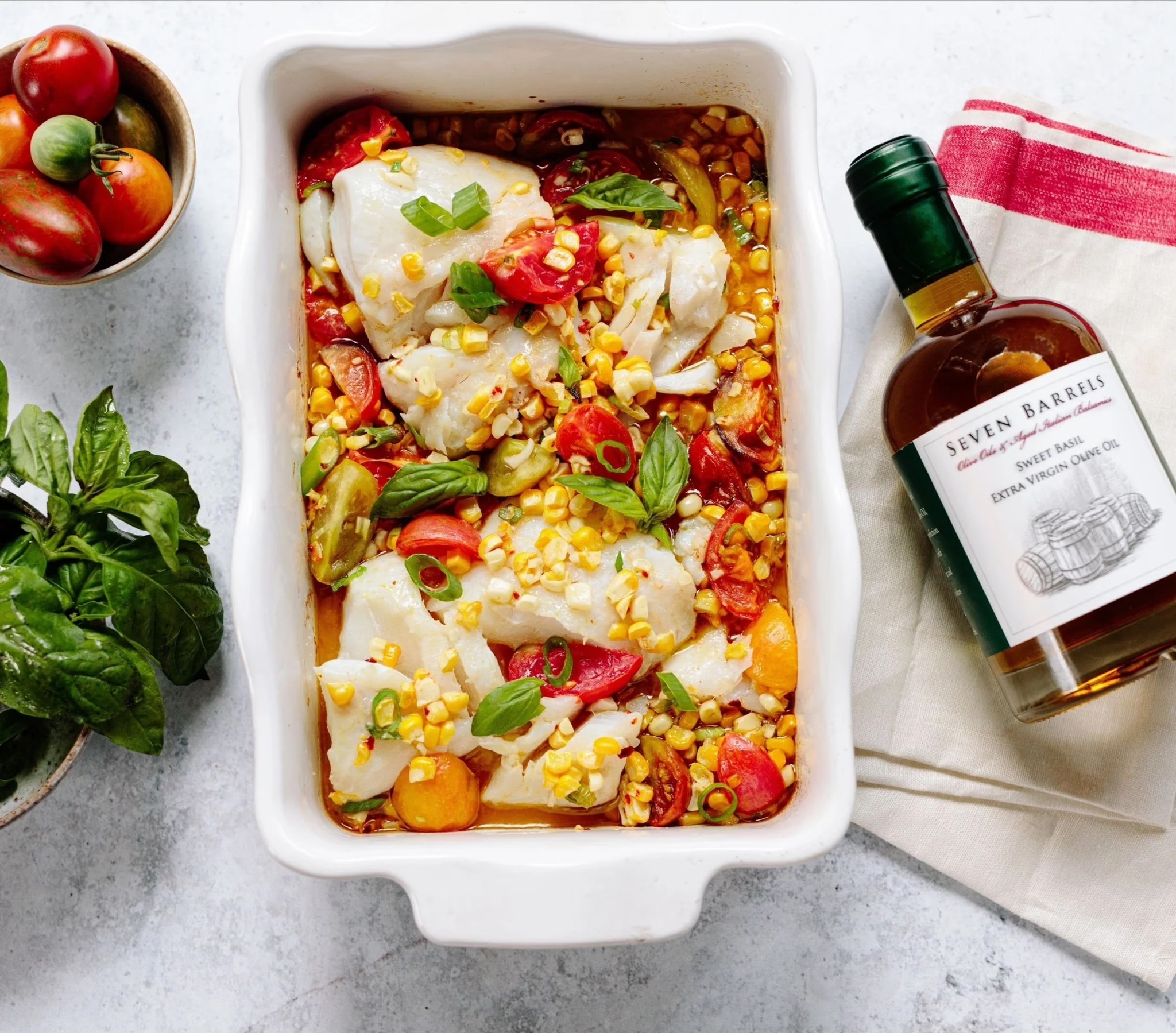 Seven Barrels Lifestyle Image Sweet Basil and Baked Cod