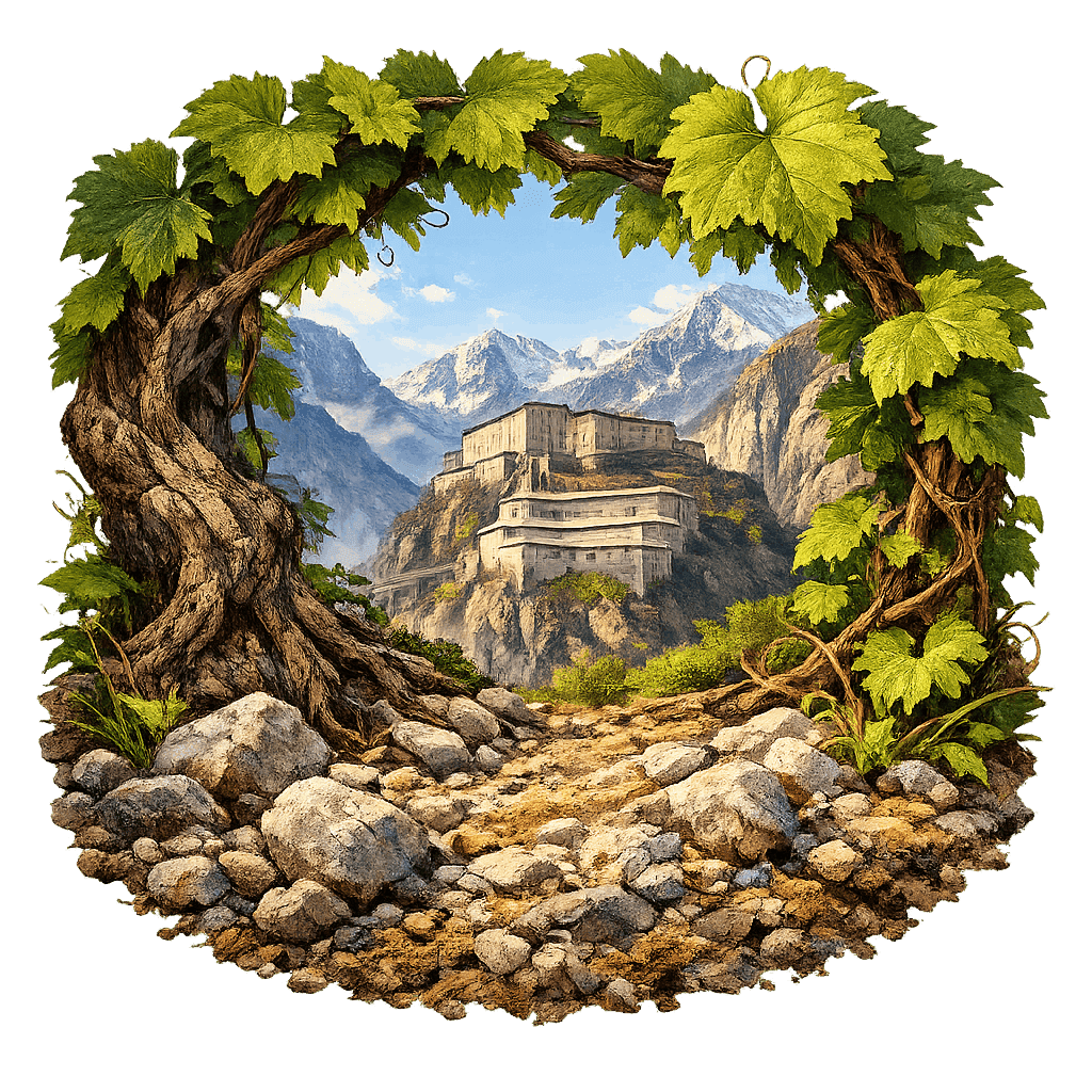 Detailed graphic of the Arnad-Montjovet wine region.