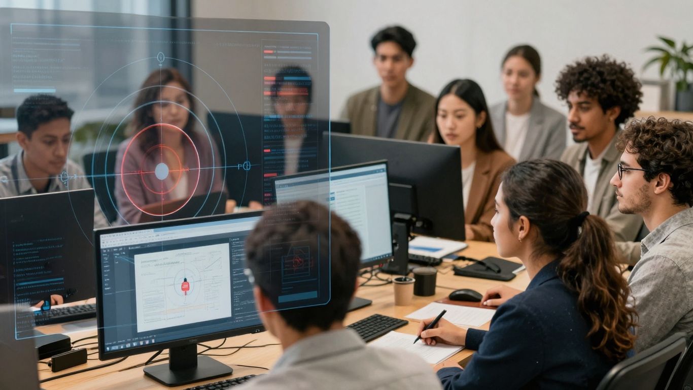 Digital targeting reticles and people viewing screens.