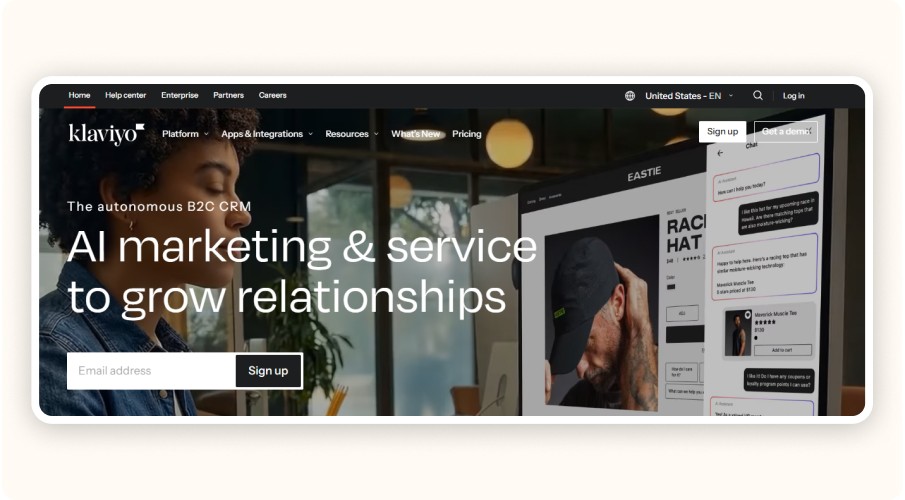 Klaviyo homepage