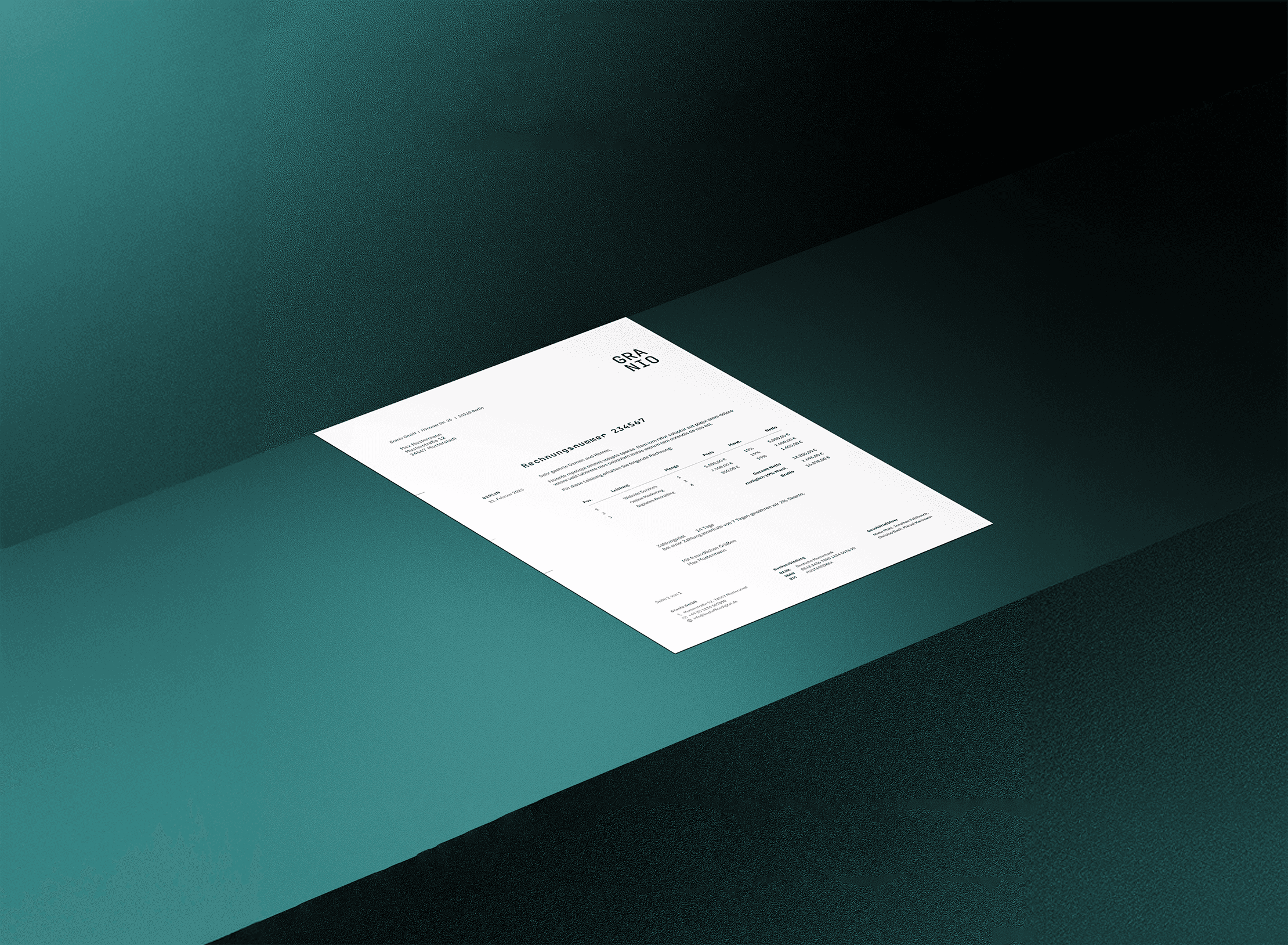 Ein MockUp eines Granio-Rechnungs-Designs